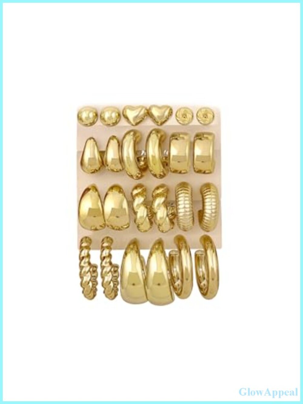 12 Pairs Gold Plated Hoop Earrings Set, Hypoallergenic Lightweight Stacking